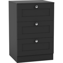 Vida Designs Altino Black 3 Drawer Shaker-Style Bedside Chest - thumbnail 2