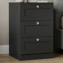 Vida Designs Altino Black 3 Drawer Shaker-Style Bedside Chest - thumbnail 1