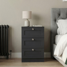 Vida Designs Altino Black 3 Drawer Shaker-Style Bedside Chest - thumbnail 4