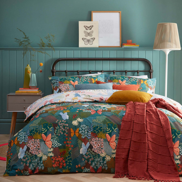 furn. Forage King Size Teal Duvet Set - image 1