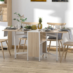 Portland Oak 4 Seater Foldable Dropleaf Dining Table and Workstation