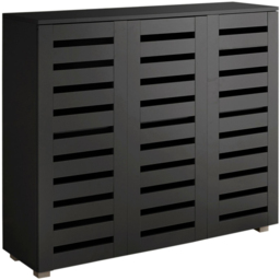 Home Source Oslo 3 Door Black Shoe Storage Cabinet Unit - thumbnail 2