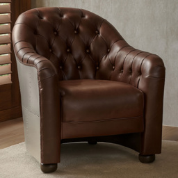 Premier Housewares Victor Brown Leather Tub Chair