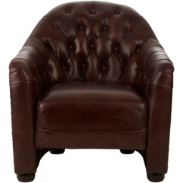 Premier Housewares Victor Brown Leather Tub Chair - thumbnail 3