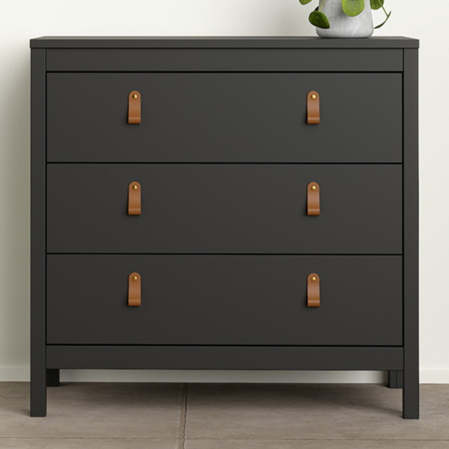 Florence Barcelona 3 Drawer Matt Black Chest of Drawers - image 1