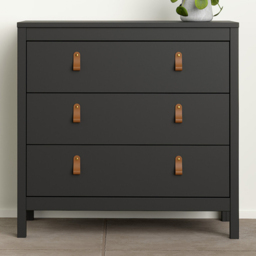 Florence Barcelona 3 Drawer Matt Black Chest of Drawers - thumbnail 1