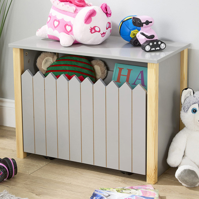 Home Source Ziggy Matt Grey Single Drawer Picket Fence Design Kids Storage Unit - image 1
