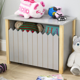 Home Source Ziggy Matt Grey Single Drawer Picket Fence Design Kids Storage Unit