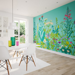 Origin Murals Botanical Fleur Blue Wall Mural - thumbnail 3