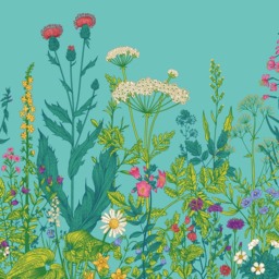 Origin Murals Botanical Fleur Blue Wall Mural - thumbnail 2