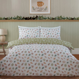 Falling Leaves Duvet Set Green Superking - thumbnail 1
