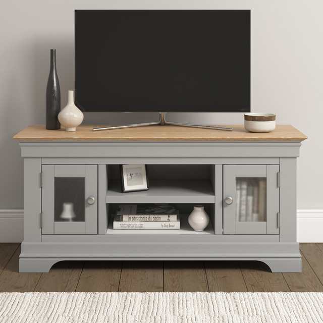 Seconique Bordeaux Pebble Grey and Oak Small TV Stand - image 1