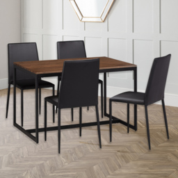 Julian Bowen Tribeca Jazz 4 Seater Dining Set Walnut and Black