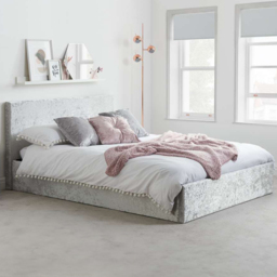 Berlin Small Double Steel Crushed Velvet Ottoman Bed