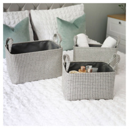 JVL Silva Rectangular Fabric Storage Basket with Handle 3 Pack - thumbnail 2