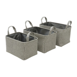 JVL Silva Rectangular Fabric Storage Basket with Handle 3 Pack - thumbnail 3