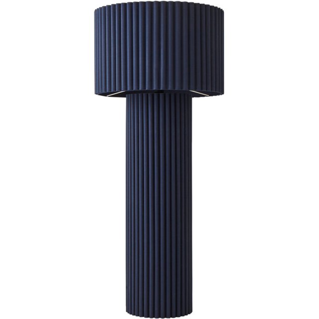 ValueLights Lenny Navy Blue Drum Lamp Shade Ribbed Fabric Midi LED Floor Lamp - image 1
