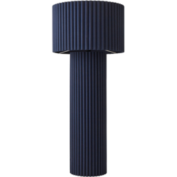 ValueLights Lenny Navy Blue Drum Lamp Shade Ribbed Fabric Midi LED Floor Lamp