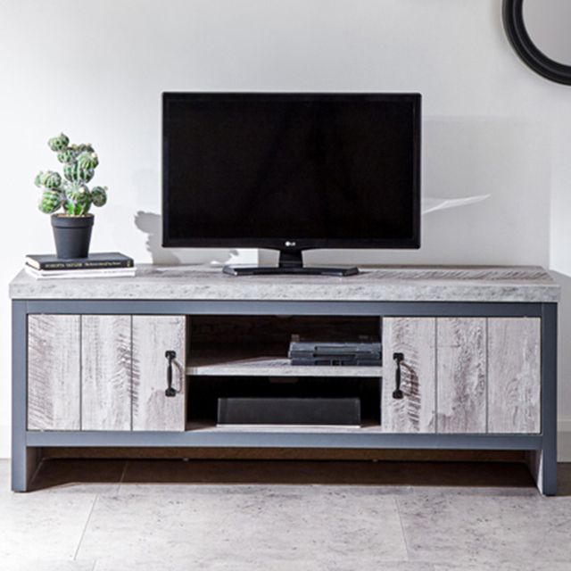 GFW Boston Grey 2 Door 2 Shelf TV Unit - image 1