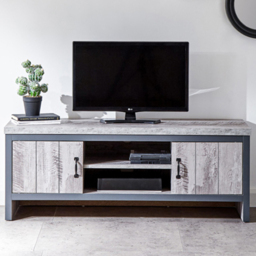 GFW Boston Grey 2 Door 2 Shelf TV Unit