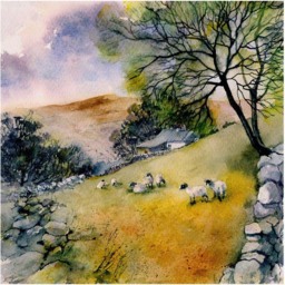 Laura Ashley Sheep in Countryside Landscape Wooden Frame Wall Art 50 x 50cm - thumbnail 4