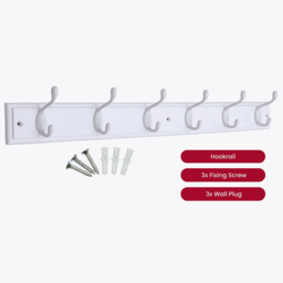 Headbourne Keypak White 6 Hook Coat Rail - thumbnail 3