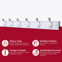 Headbourne Keypak White 6 Hook Coat Rail - thumbnail 4
