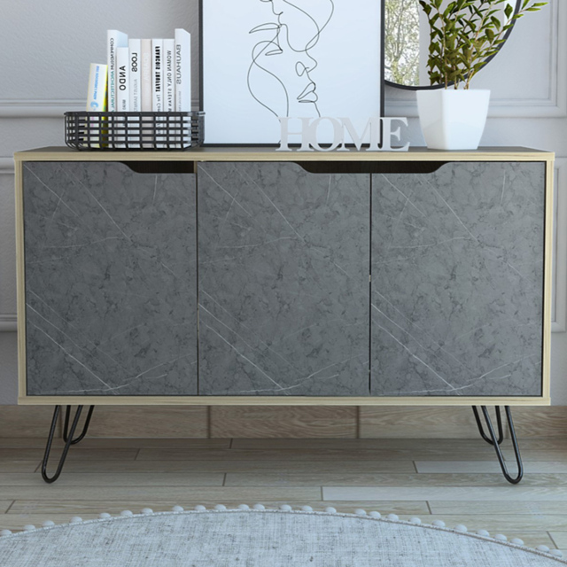 Core Products Manhattan 3 Doors Pine and Grey Medium Sideboard - image 1