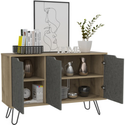 Core Products Manhattan 3 Doors Pine and Grey Medium Sideboard - thumbnail 4