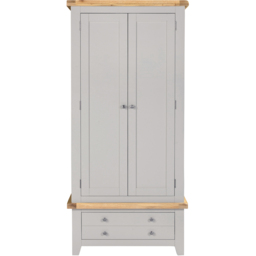 Seconique Windsor Pebble Grey and Oak 2 Door Single Drawer Wardrobe - thumbnail 4