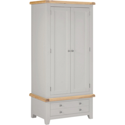 Seconique Windsor Pebble Grey and Oak 2 Door Single Drawer Wardrobe - thumbnail 2