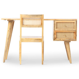 Desser Venice 2 Drawer Natural Rattan and Mango Wood Dressing Table Set - thumbnail 2