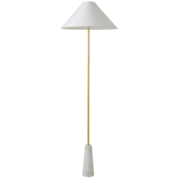 ValueLights Margot White Marble Taper Shade LED Floor Lamp