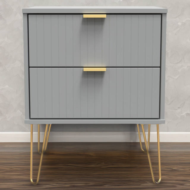 Crowndale 2 Drawer Dusk Grey Bedside Table Ready Assembled - image 1
