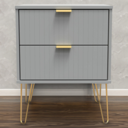 Crowndale 2 Drawer Dusk Grey Bedside Table Ready Assembled - thumbnail 1