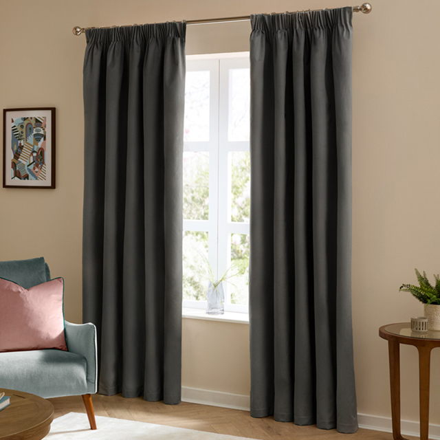 Furn The Ultimate Velvet Fully Lined Pencil Pleat Curtains Charcoal 168 x 137cm - image 1