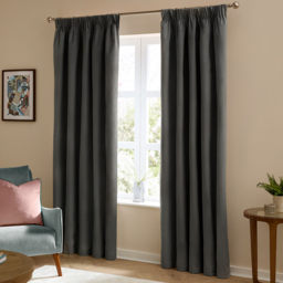 Furn The Ultimate Velvet Fully Lined Pencil Pleat Curtains Charcoal 168 x 137cm - thumbnail 1