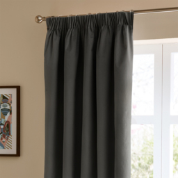 Furn The Ultimate Velvet Fully Lined Pencil Pleat Curtains Charcoal 168 x 137cm - thumbnail 3