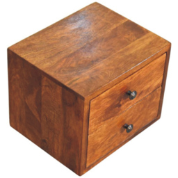 Artisan Furniture Solis Chestnut 2 Drawer Mango Wood Wall-Mounted Nightstand - thumbnail 4