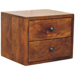 Artisan Furniture Solis Chestnut 2 Drawer Mango Wood Wall-Mounted Nightstand - thumbnail 3