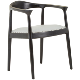Premier Housewares Kendari Open Back Grey Leather Chair - thumbnail 2