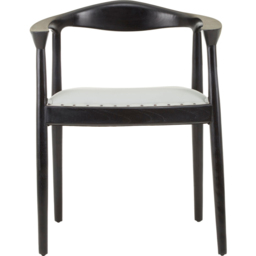 Premier Housewares Kendari Open Back Grey Leather Chair - thumbnail 4