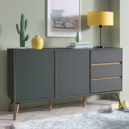 Noa and Nani Otto 2 Door 3 Drawer Grey Sideboard - thumbnail 1