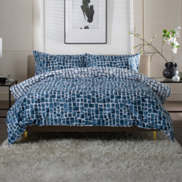 The Lyndon Company Tulle White and Navy Double Reversible Duvet Set