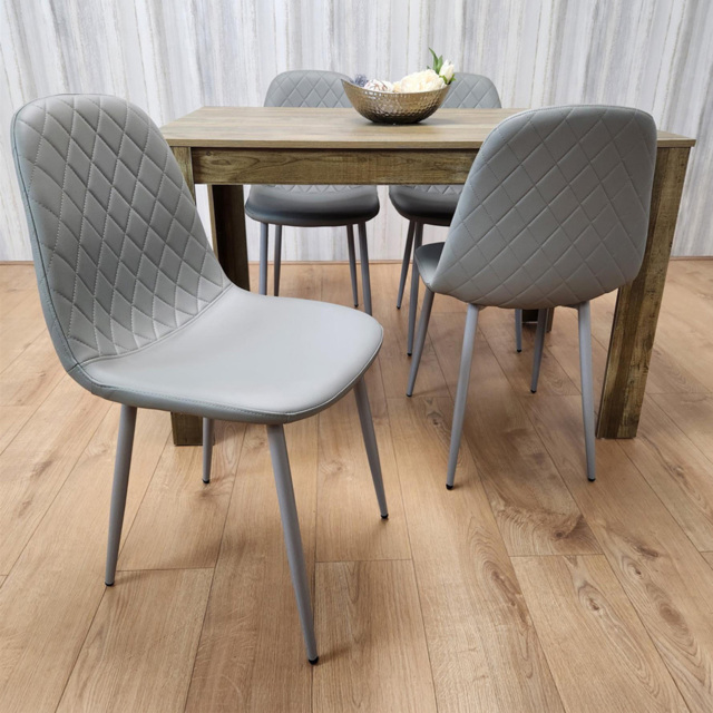 Portland 4 Seater Dining Set Rustic Effect and Grey Gem - image 1