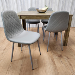 Portland 4 Seater Dining Set Rustic Effect and Grey Gem