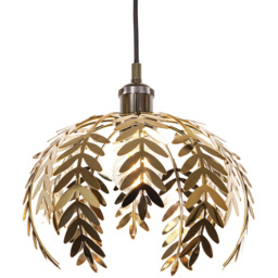 Happy Homewares Polished Gold Fern Leaf Ceiling Pendant Shade
