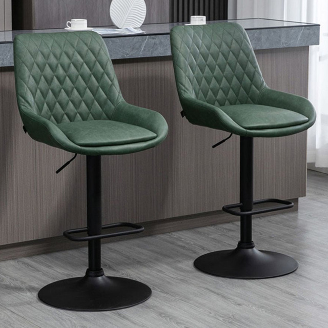 Portland Green Height Adjustable Bar Stool Set of 2 - image 1