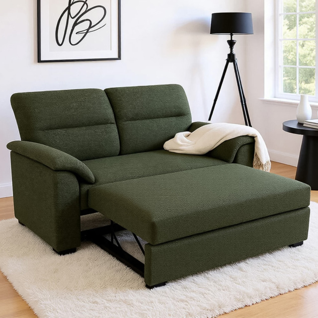 HGD Tivoli Green 2 Seater Luxury Boucle Pull out Sofa Bed - image 1