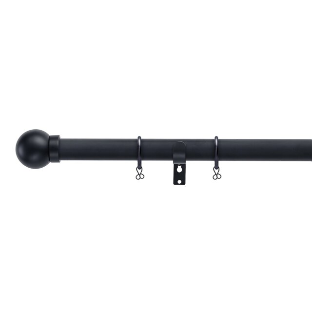 Black Extendable Curtain Pole with Ball Finial- 120-210cm (Dia 25/28mm)